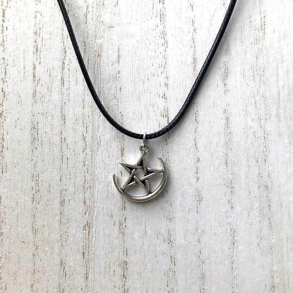 Pentagram & Crescent Moon Necklace